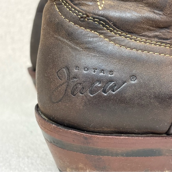 Botas Jaca Mexican Leather Western Boots Women’s 7.5 Brown Cutout Cowgirl Boho - Picture 3 of 16